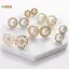 < Honeyba > 6 Đôi Ngọc Trai Kim Cương Giả Pha Lê Thanh Lịch Dấu Hiệu Tai Nhỏ Bông Tai Đẹp