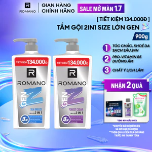 Tắm gội cho nam 2in1 Romano Gen Z hương Sea Breeze/ Forest Cedar 900g/ chai