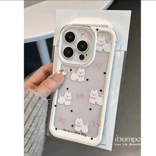 ibumpers Ốp Điện Thoại iPhone Họa Tiết Chó Con Hàn Quốc Dễ Thương Ốp Lưng Trong Suốt Cho IPhone 16 15 14 12 13 11 Pro Max IP 7 8 Plus X XS XR