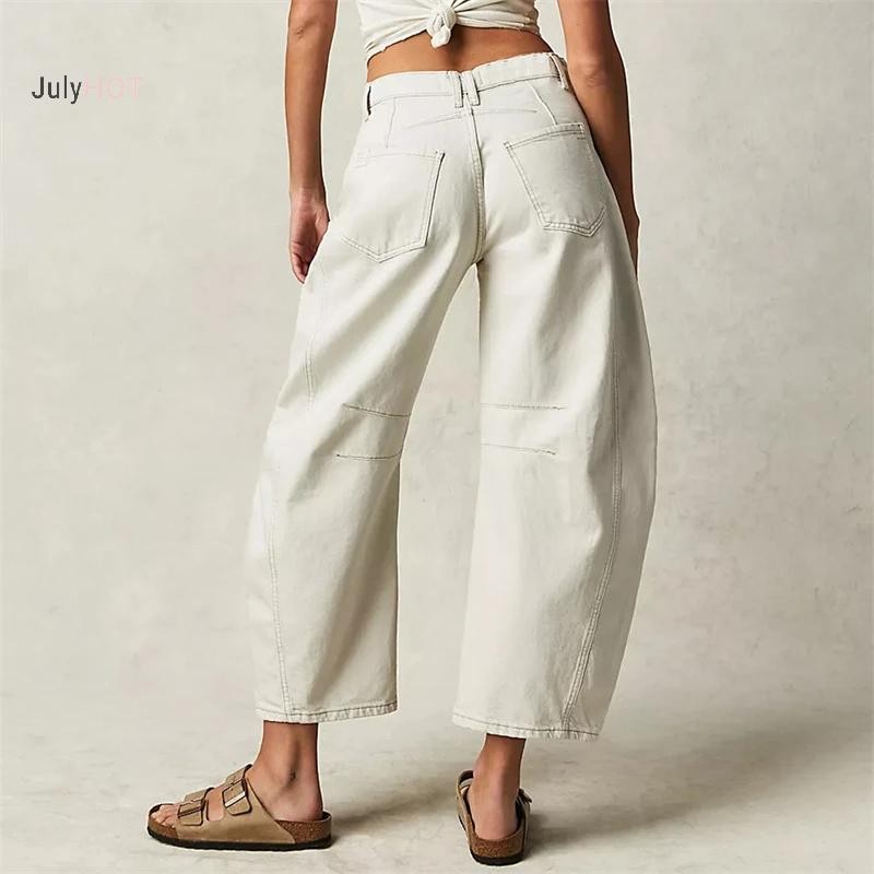 Y2K Trend Crop Quần jean ống rộng Baggy eo thấp dành cho nam và nữ