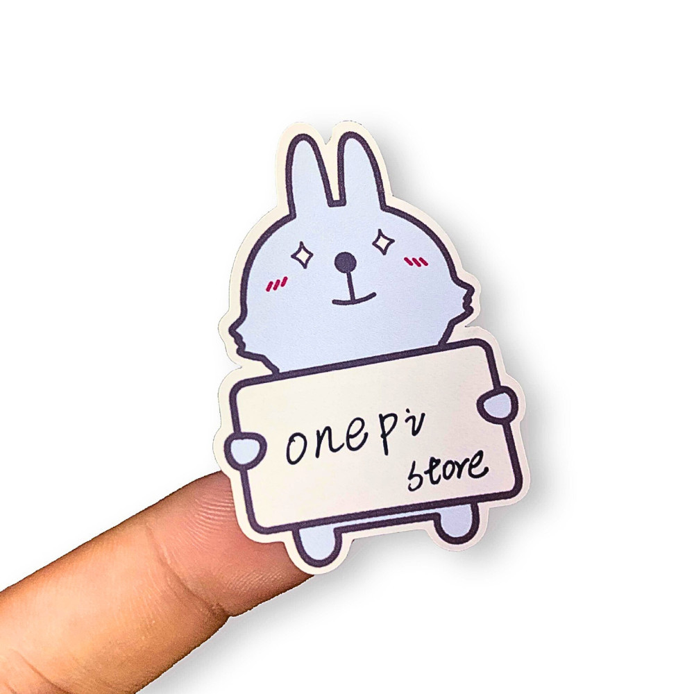 Sticker thỏ hoạt hình dễ thương TE76 tem dán nhiều màu có khung trắng ghi tên cho bé đi học
