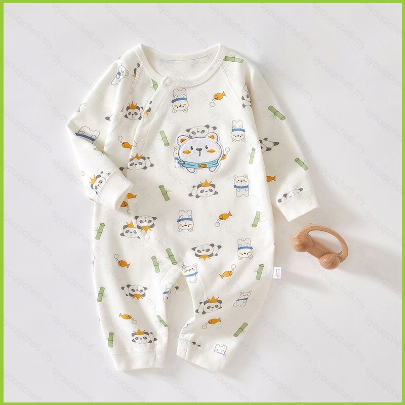 Bộ áo liền quần trẻ em SY6 làm bằng cotton nguyên chất cho cả nam và nữ Bộ đồ ngủ xuân thu Mềm mại thoáng khí YS6