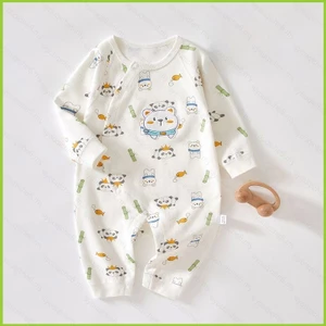 Bộ áo liền quần trẻ em SY6 làm bằng cotton nguyên chất cho cả nam và nữ Bộ đồ ngủ xuân thu Mềm mại thoáng khí YS6
