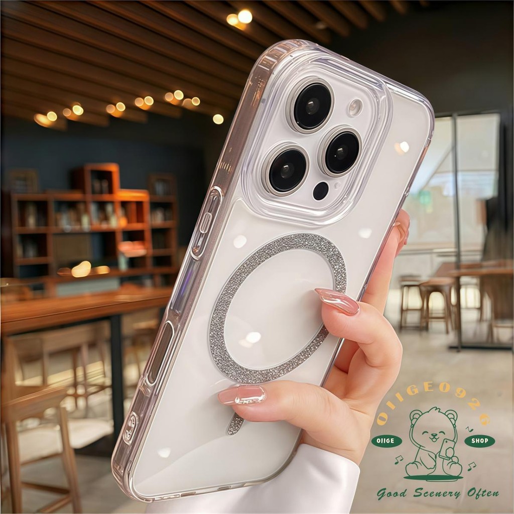 Ốp điện thoại từ tính pha lê đá cam iphone16 Pro Max 15 14 13 12 11 cho vỏ iPhone Vỏ mềm silicon TPU chống sốc