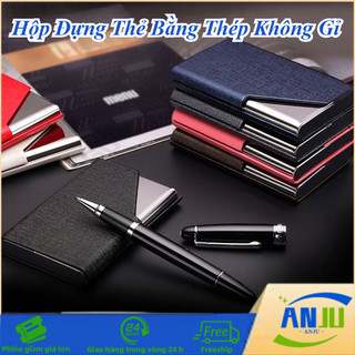 Hộp Đựng Thẻ Thép Không Gỉ & Da PU, Nam Tính & Sang Trọng, Chịu Lực Tốt, Lý Tưởng Cho Doanh Nhân