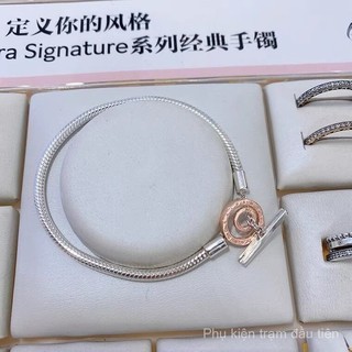 Vòng tay dây chuyền xương rắn hai màu logo chữ T có khóa chữ T