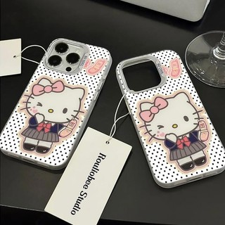 Ốp lưng iPhone hình Hello Kitty đồng phục học sinh công nghệ IMD chống trầy | Tương thích iPhone 16/15/14/13/12/11 Pro M