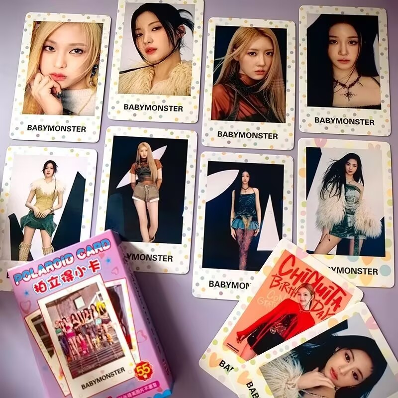 55 Chiếc BM CHOOM Lomo Cards FOREVER Like That BABYMONS7ER SHEESH Bị kẹt ở giữa BATTER UP Photocards AHYEON SOLO Asa Chiquita Haram Rora Ruka Bưu Thiếp Nhanh YM