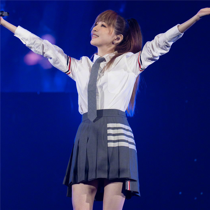 thombrowne Cyndi Wang Same Style Set1840Front Short Back Long Four-Bar Pleated Skirt
