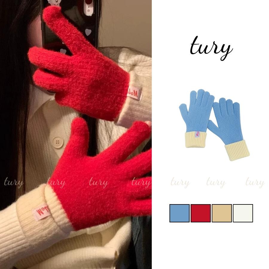 Găng tay Unisex Nam Nữ - Tury - Bao Tay Len Dày Dặn Basic Phối Viền Giữ Ấm Mùa Đông - GT070