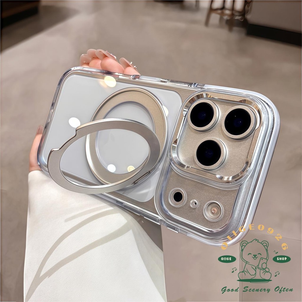 【 Ốp lưng iPhone17 】 Giá đỡ pha lê băng thu hút từ tính xoay 360 Vỏ điện thoại iphone17 Pro Max 16 15 cho vỏ iPhone Vỏ mềm silicon TPU chống sốc