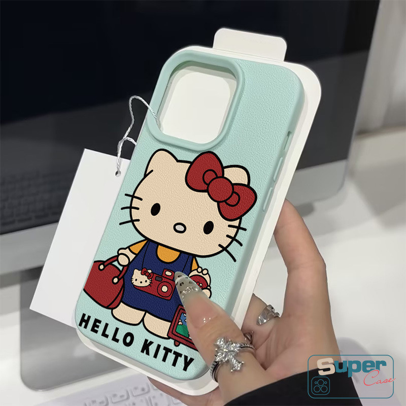Ốp Lưng Tương Thích Cho IPhone 15 11 13 16 14 12 Pro Max X XS Max XR 14 12 Pro Max 15 14 16 Plus Hoạt Hình Thời Trang Dễ Thương Hello Kitty Da Họa Tiết Cảm Giác Bao Da
