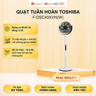 [KOL] Quạt tuần hoàn Toshiba F-DSC40XVN(W), 7 cánh, Động cơ DC, độ ồn 18.8db, remote | Bảo hành 12 tháng