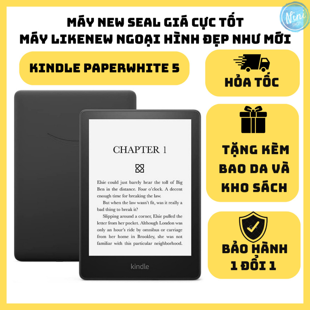 Máy đọc sách kindle paperwhite 5 NEW  tặng bao da gồm 2 phiên bản 8gb và 32gb | BigBuy360 - bigbuy360.vn