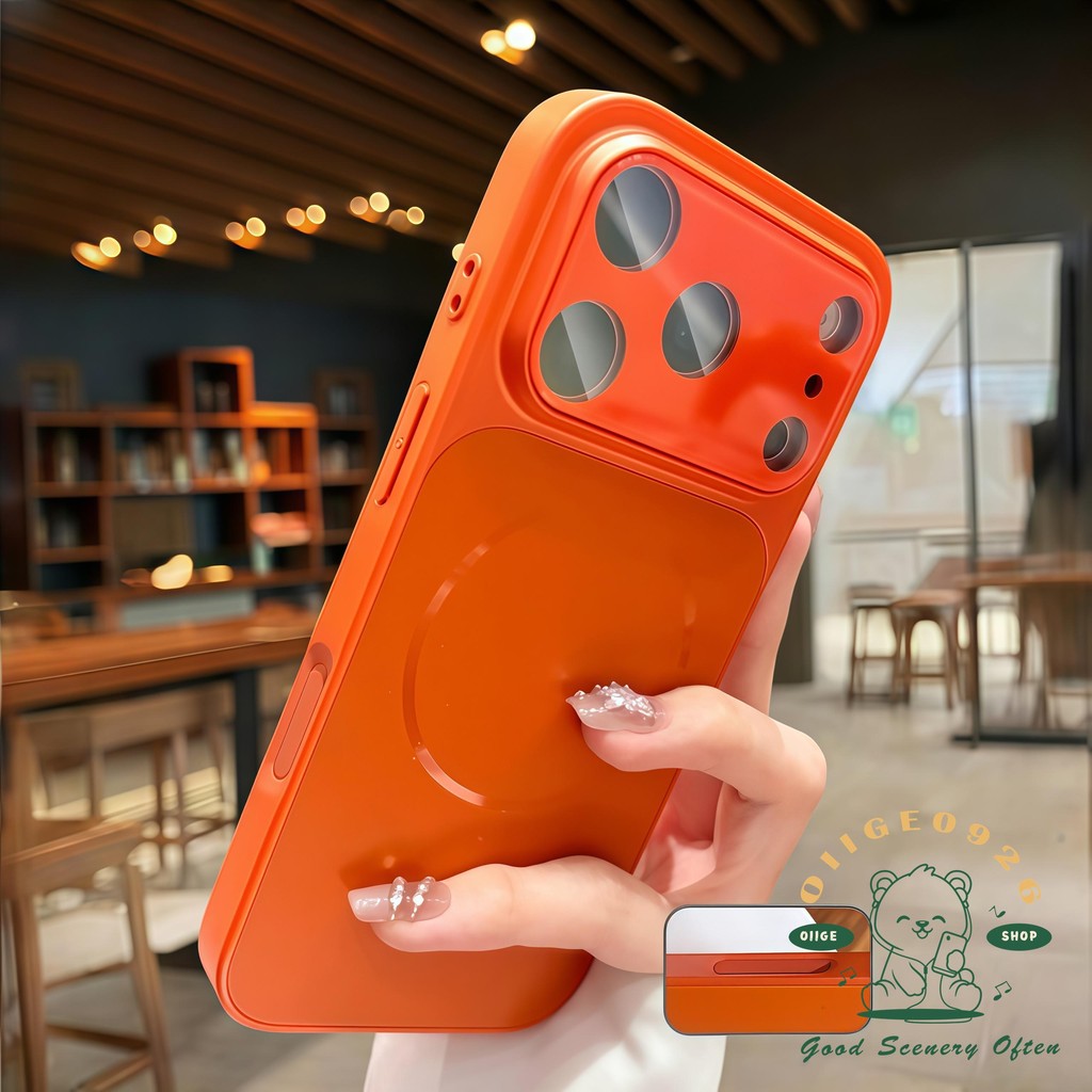 【 Ốp lưng iPhone17 】 Vỏ điện thoại từ tính mờ dạng lỏng màu cam iphone17 Pro Max 16 15 14 13 cho vỏ iPhone Vỏ mềm silicon TPU chống sốc