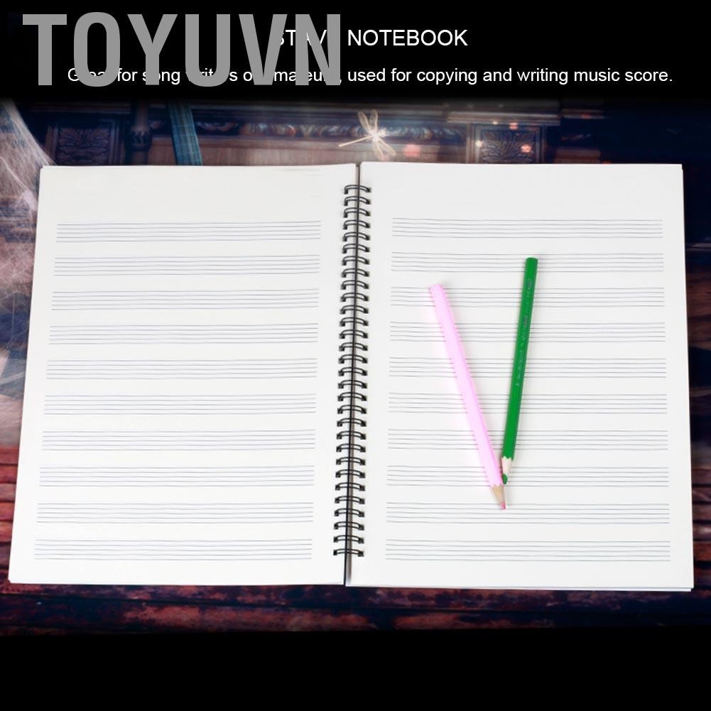 toyuvn Aumotop 50 trang Ký hiệu âm nhạc Nhân viên Sổ tay Âm nhạc Giấy viết Bản thảo Stave Sao chép Điểm Nhạc sĩ Nghiệp dư Piano đen Nốt Gấu vàng (đàn piano đen)