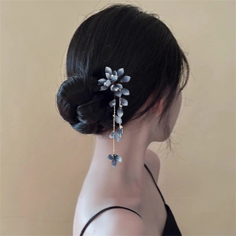 MAUROPOLI - Kẹp tóc hoa cổ điển và mũ Hanfu cao cấp, phụ kiện tóc sườn xám dành cho cô gái