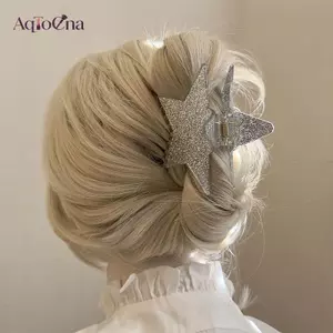 AqToCna Hợp Thời Trang Mát Sáng Bóng Ngôi Sao Kẹp Tóc Móng Vuốt Y2k Phụ Kiện Punk Không Đều Pentagram Nữ Cô Gái Kẹp Tóc Dự Tiệc Phụ Kiện Tóc AqToCna