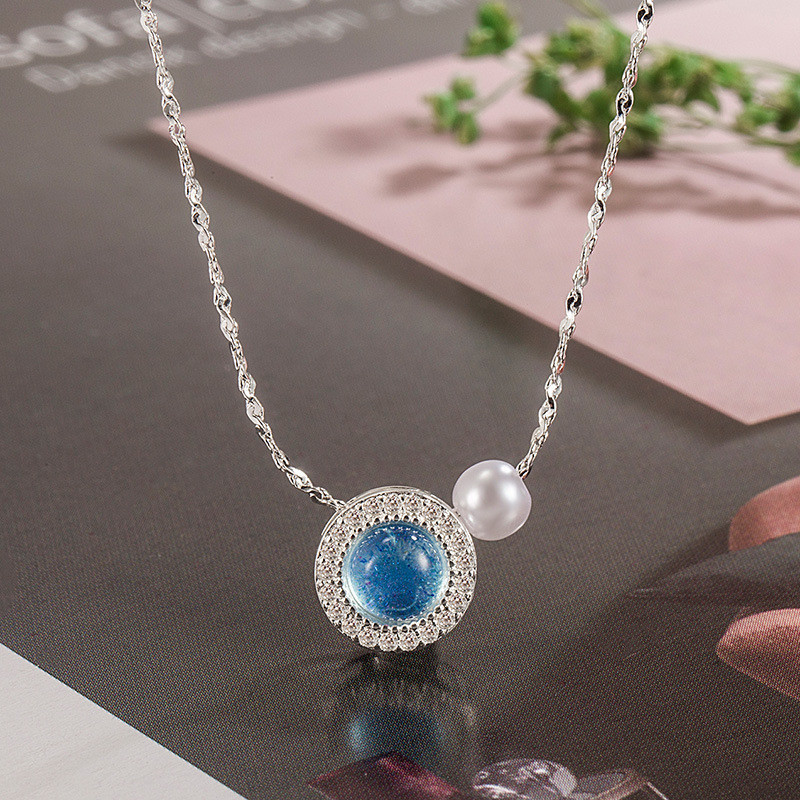 Vòng cổ ngọc trai aquamarine thời trang và đa năng