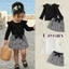 1-5 Tuổi Trẻ Em Bé Gái Trang Phục Mùa Đông Đáng Yêu Màu Trơn Dài Tay Cổ Tròn Và Bộ Váy Houndstooth
