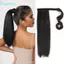 Phần mở rộng đuôi ngựa thẳng dài FUJIZOU, Bộ tóc giả đuôi ngựa thẳng 16 inch tổng hợp, Phụ kiện tóc quấn xung quanh Bộ tóc đuôi ngựa lông tơ tự quấn cho nữ