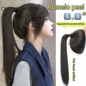 KUZHEN 35cm Bưởi Da Tóc Giả Đầu Thịt Viên Cao Đuôi Ngựa Cao Cấp Cranial Crest Panfa Hiện Vật Lông Tơ Và Tự Nhiên HOT