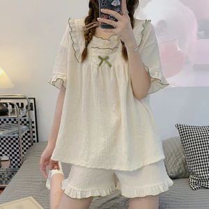 Bộ Đồ Ngủ Kiểu Mỏng Quần Short Ngắn Tay Phong Cách Công Chúa Mùa Hè Mẫu Mới 2024 Mùa Hè Cho Nữ Bộ Đồ Mặc Nhà Ngọt Ngào