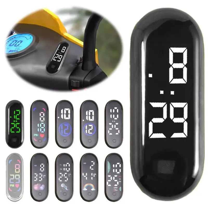 XE DASHBO CLOCK Đồng hồ kỹ thuật số LED Mini Điều khiển cảm ứng Phong trào chống nước Đơn giản Thời trang Hiển thị thời gian đa năng Trang trí nội thất ô tô