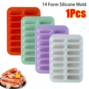 TOPTOOLCX 1 Khuôn Làm Xúc Xích, Chống Dính Có Nắp Máy Làm Chó Nóng, 14 Dạng Bền Đẹp DIY Khuôn Silicon Dụng Cụ Nấu Ăn