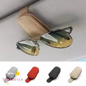 TOPTOOLCX Móc treo kính mắt ô tô, Kẹp kính chống nắng bằng da PU chống trầy xước, Kẹp thẻ vé đàn hồi đa năng Phụ kiện nội thất ô tô