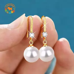 CANAMEK Trang Sức Cho Nữ Giọt Nước Ngọc Trai Bông Tai Nữ Đỏ Trắng Tròn Ngọc Trai Hình Bầu Dục Bông Tai Cưới Đính Hôn Lễ Tình Nhân Quà Tặng CSF