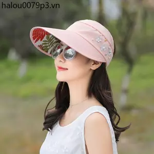 Mũ Chống Nắng Nữ Mùa Hè Phù Hợp Với Cạnh Lớn Rỗng Mũ Mùa Hè Full Face Chống Tia Cực tím Mũ Chống Nắng