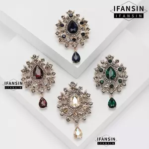 IFASIN Pha Lê Thổ Cẩm, Hình Giọt Nước Kim Loại Nữ Kim Cương Giả Thổ Cẩm, Hợp Kim Kẽm Phong Cách Retro Xòe Chân Cưới