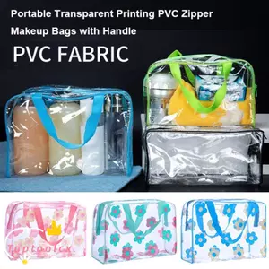 Túi giặt PVC TOPTOOLCX, Dụng cụ sắp xếp du lịch hoa chống thấm nước, Túi đựng mỹ phẩm đa phong cách in trong suốt