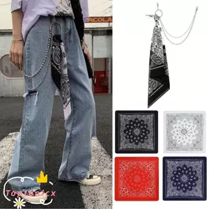 TOPTOOLCX Dây Thắt Lưng Kim Loại, Dây Xích Khăn Vuông Unisex Đường Phố Hàn Quốc, Hip Hop Trên Quần Jean Khăn Vuông Dây Xích