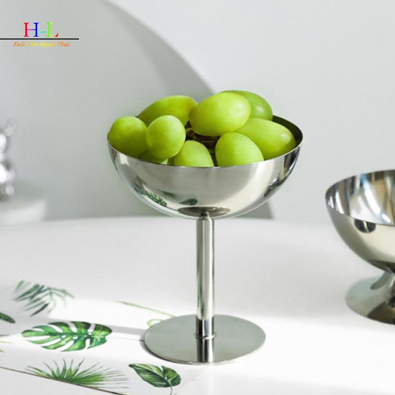 HL 2023 Mới Cốc Thép Không Gỉ Cốc Kem Món Tráng Miệng Salad Bát Trái Cây Đĩa Sna Món Ăn KTV Thanh Tiếp Liệu LMWU