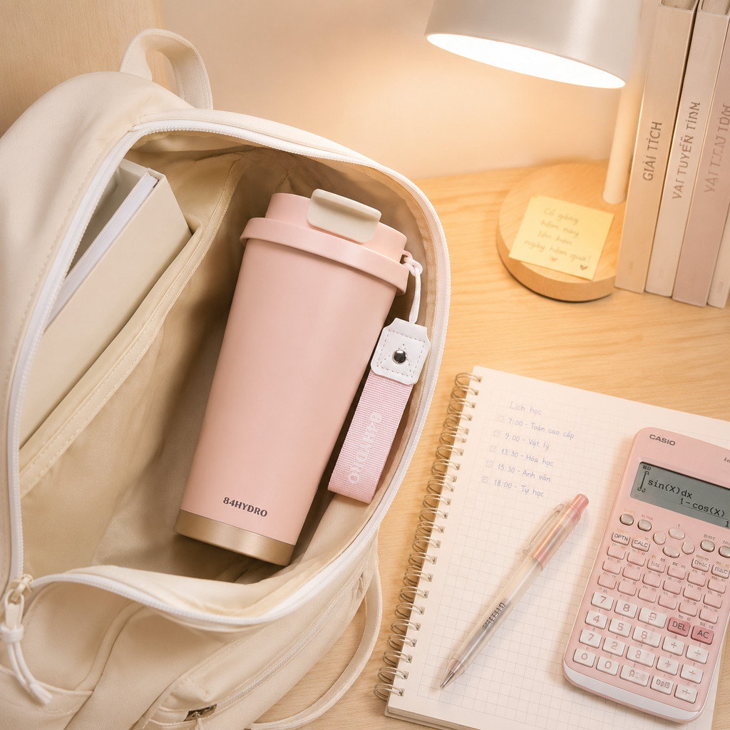 Ly giữ nhiệt tráng sứ cà phê 84HYDRO, Pink Version, dung tích 530ml, lõi tráng sứ | 84C530C