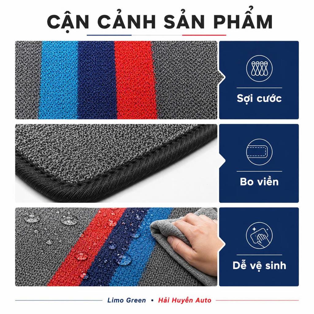 [Limo Green] Thảm cước lót sàn xe ô tô Limo Green may sẵn bo viền theo form xe có khuy bấm, chống trơn trượt