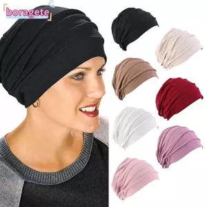 BORAGETE Nữ Hồi Giáo Khăn Đầu Mũ Mũ Cotton Chemo Cap