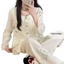 Bộ Đồ Ngủ Mùa Xuân Và Mùa Thu Nóng Với Đệm Ngực Quần Dài Tay Cho Nữ Áo Mặc Nhà Phong Cách Trung Quốc Rộng Rãi