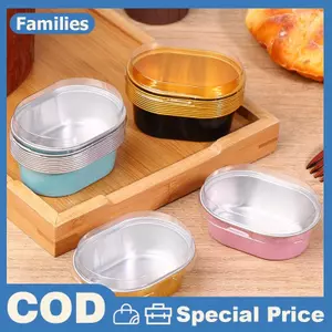 10 Chiếc Nhôm Lá Cupcake Cốc Có Nắp Chống Dính Giấy Nướng Bánh 68ml Hình Bầu Dục Pudding Món Tráng Miệng Ly Tiệc Cưới Tiếp Liệu