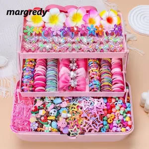 MARGREDY 546 Chiếc Dây Buộc Tóc Bé Gái, Bộ Phụ Kiện Tóc Nhiều Màu Sắc Không Làm Tổn Thương, Kẹp Tóc Đàn Hồi Cao Frangipani Bộ Quà Tặng Công Chúa