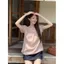 Phong cách Hàn Quốc Phong cách lười biếng Chấm bi màu hồng Thiết kế áo sơ mi ngắn tay dáng rộng phù hợp