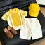 Bé trai (90-140) Áo sơ mi Polo phù hợp màu Dopamine mùa hè + Quần short thông thường