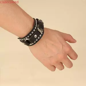 COCODECOVED Vòng Tay Da PU Cá Tính Punk Trang Sức Phụ Kiện Khóa Kim Loại Da Rộng Thắt Lưng Nam Thiết Kế Thời Trang Nữ Dây Đeo Tay
