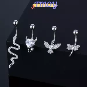 TMOY Pha Lê Bụng Nút Nhẫn Hình Động Vật Bụng Xuyên Thép Không Gỉ Trái Tim Rốn Cong Barbell Nhẫn Rốn Nhẫn Gợi Cảm Cơ Thể Trang Sức TMOY