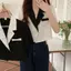 Màu sắc tương phản Áo khoác ngắn tay phù hợp với nữ 2026 Thiết kế Niche ngắn Bộ đồ cao cấp nhỏ 6.23