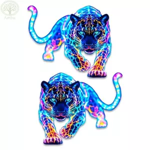 Nhãn dán xe hơi AMBU Neon Leopard, Decal trang trí động vật chống nước, Nhãn dán thân xe đầy màu sắc tự dính