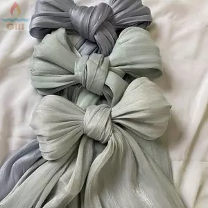 Khăn lụa GILL, Khăn choàng chống nắng voan màu trơn, Khăn choàng voan phát sáng mềm mại cao Qulaity dài Hijab che mặt ngoài trời