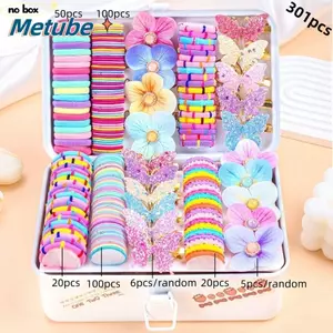 Bộ phụ kiện tóc METUBE Girls, Bộ vải trang trí tóc đầy màu sắc Bộ dây buộc tóc trẻ em, Nơ đàn hồi Barrettes Girls Tạo kiểu tóc